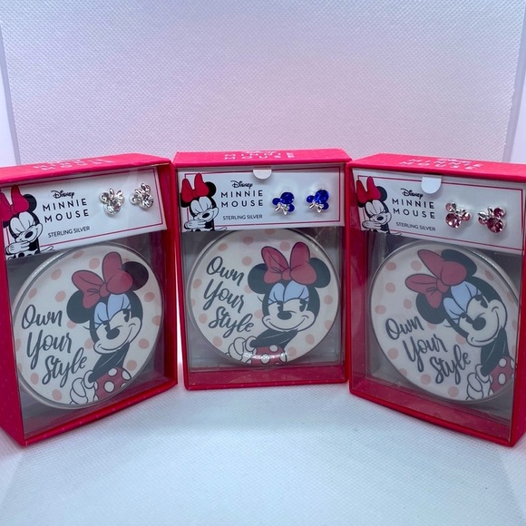 NWT Disney Minnie Mouse Earrings with Jewelry Dish - Picture 1 of 5